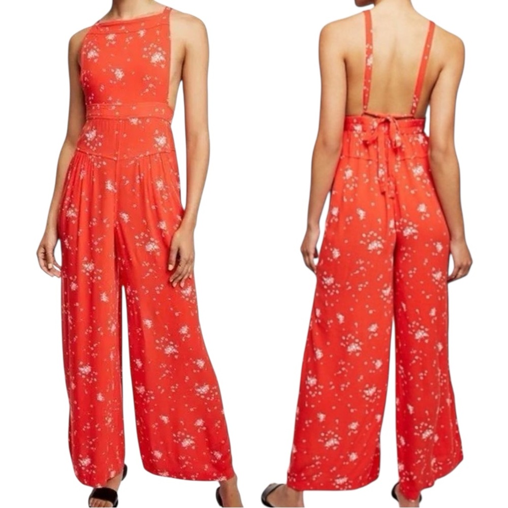 NWT Free People Sweet in the Streets One-Piece in Festive Orange size XS